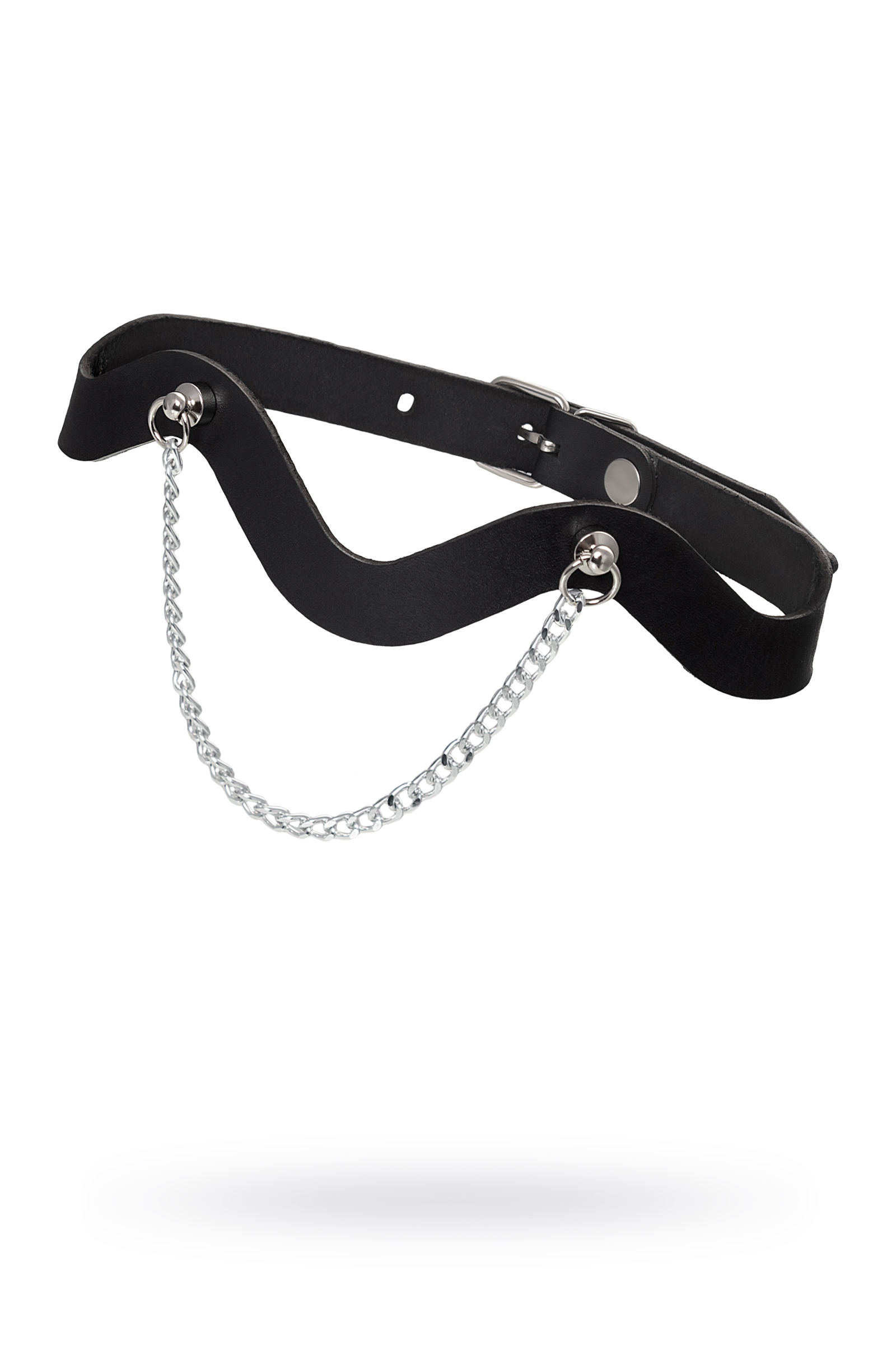 Чокер-волна с цепочкой Pecado BDSM, натуральная кожа, черный