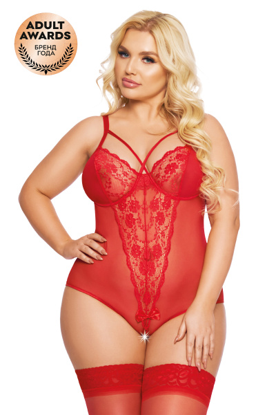 Боди SoftLine Collection Amanda, цвет красный, размерXXL