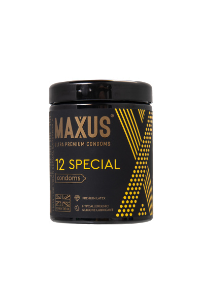 Презервативы Maxus Special, точечно-ребристые, латекс, пластиковый кейс, 12 шт