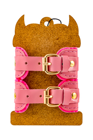 Наручники-браслеты Pecado BDSM, «МИНИ» двуслойный, оригинальная сцепка, натуральная кожа, розовый