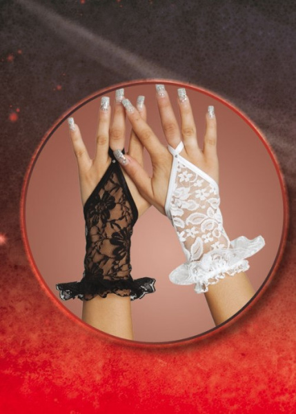 Перчатки кружевные короткие, белые, S/L