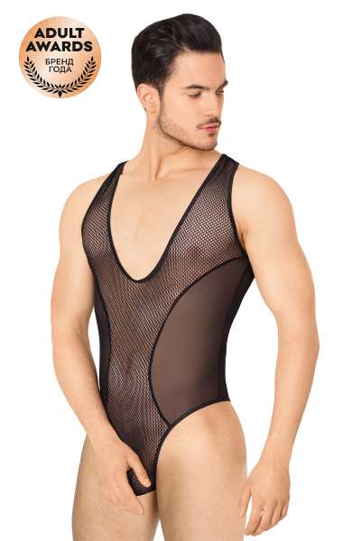 Боди из сетки мужское SoftLine Collection, черное, XL