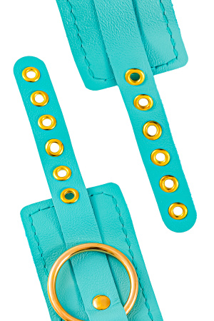 Оковы Pecado BDSM, прямоугольные, однослойные, натуральная кожа, голубой