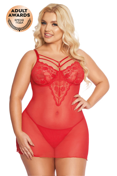 Комбинация и стринги SoftLine Collection Aldona, красные, XL