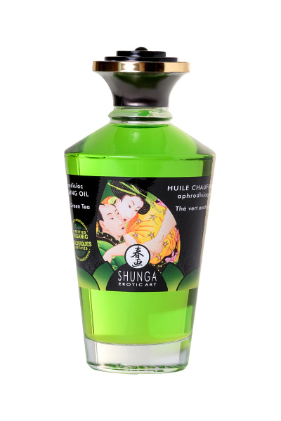 Массажное масло возбуждающее Shunga Organic Зеленый чай, натуральное 100 мл